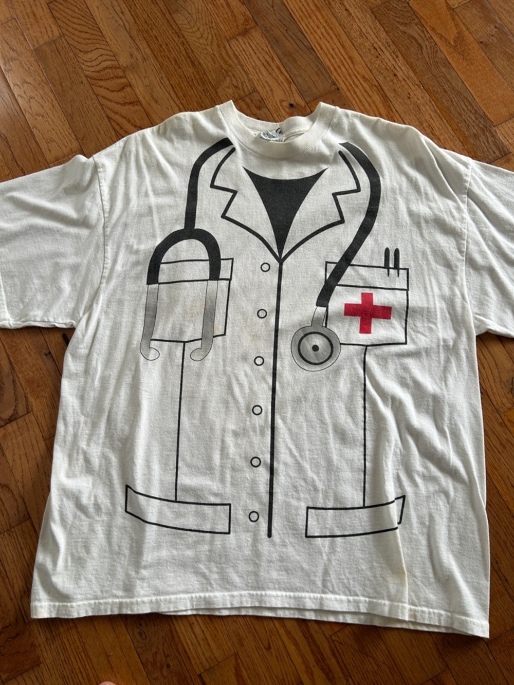 White Graphic Medical Coat Print Short-Sleeve Shirt